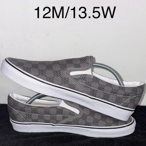 Vans Grey Canvas Allover Vans Logo Slip-On – Men’s 12